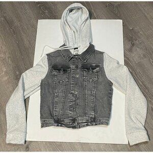 Wallflower Dreamer fit denim jean hoodie jacket youth kids XS button gray